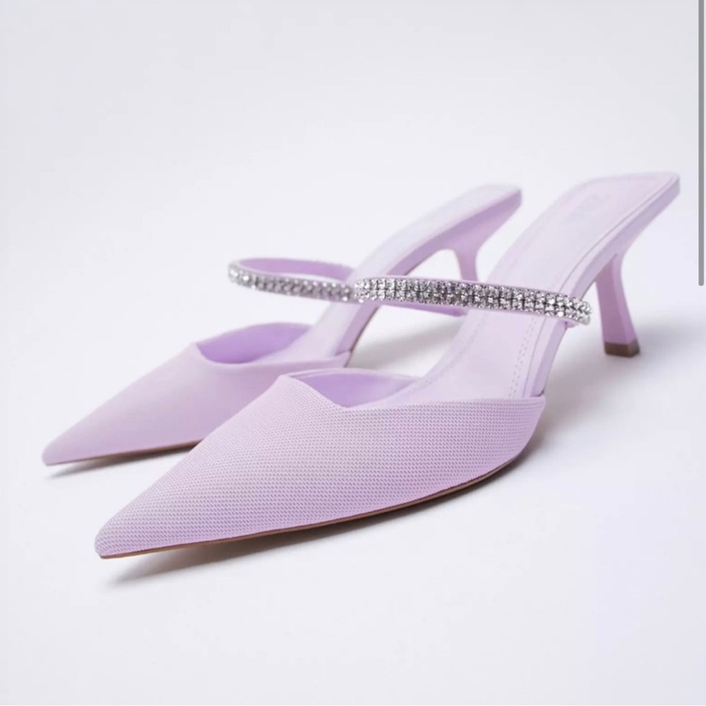 Zara - NWOT Lilac Rhinestone Mules - Sz  40/ 9.5